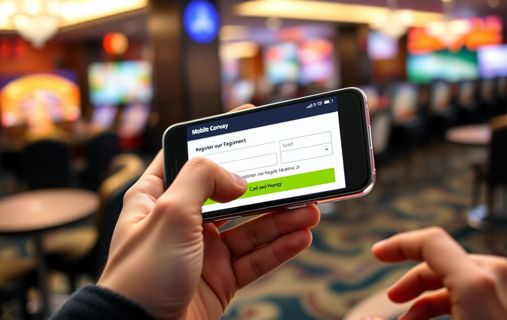 Person som registrerer seg på et nettcasino for å få 200 kr gratis bonus.